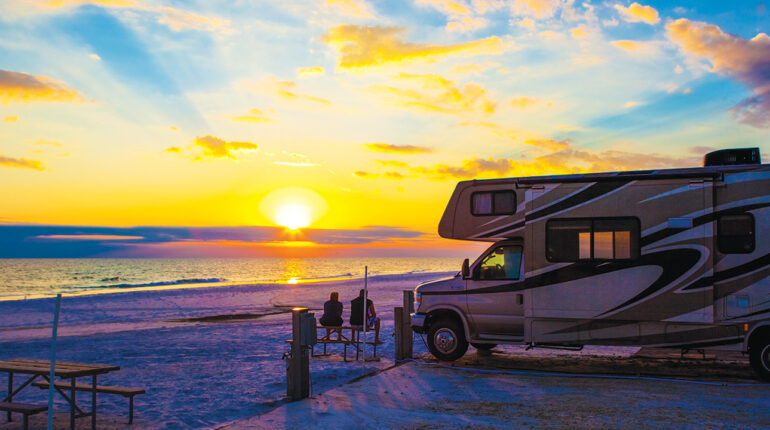 RV camping on the ocean